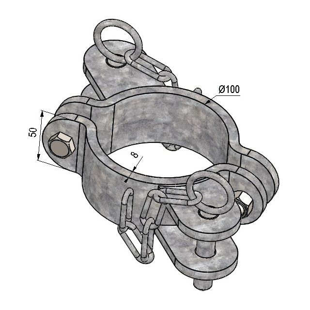 KIT Brides Double en Ligne pour Poteau Rond Ø102 référence fournisseur 415127